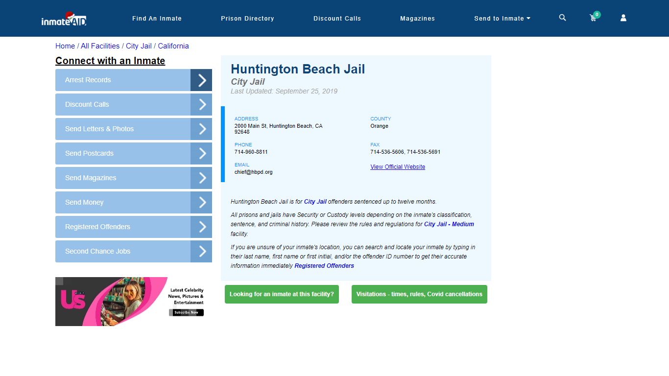 Huntington Beach Jail | Inmate Locator